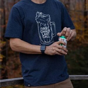 First Chair Last Call skiing drinking graphic tee